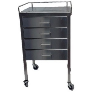 SS Utility Table 16"w x 20"l x 34"H, with 4 Drawers and 3-Sided Guardrail