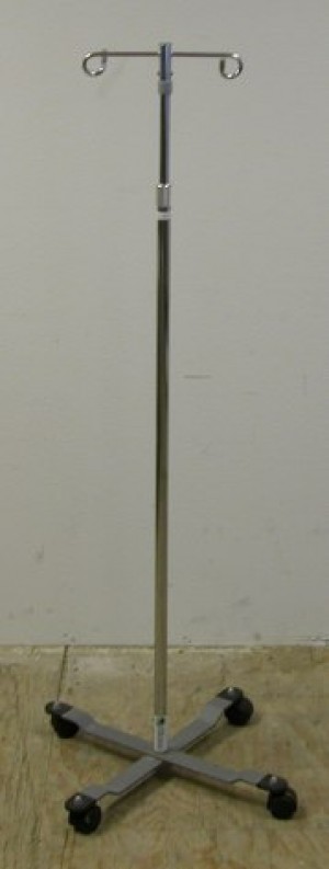 Small Iv Pole-stand, 2-hook, 4-leg Base, Break