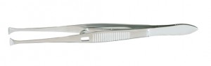 Von Graefe Fixation Forceps (New), 4.38in (11.2cm), Standard 4.5mm Wide Jaws With Fine Teeth, With Catch