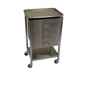SS Anesthesia Table 16"w x 20"l x 34"H, with 4 Drawers and removable tray